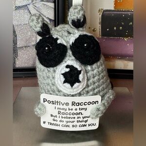 Crocheted Positive Raccoon Plush